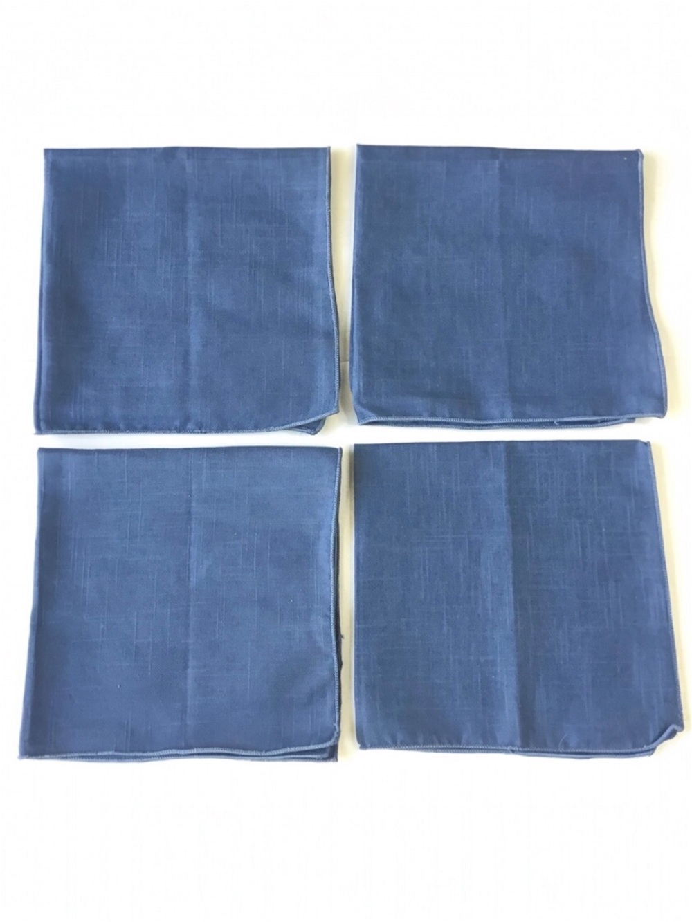 Cloth Napkins Set of 4 Solid Blue 16-1/2” Square Excellent Never Used